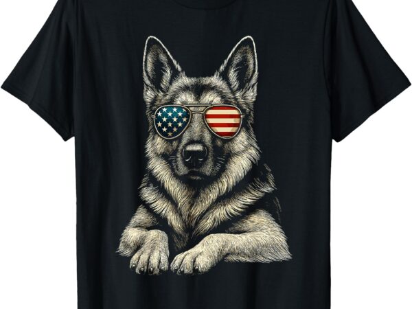 Patriotic german shepherd dog usa flag sunglasses t-shirt