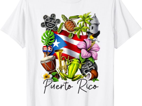 Puerto rico flag floral frog boricua women hispanic heritage t-shirt
