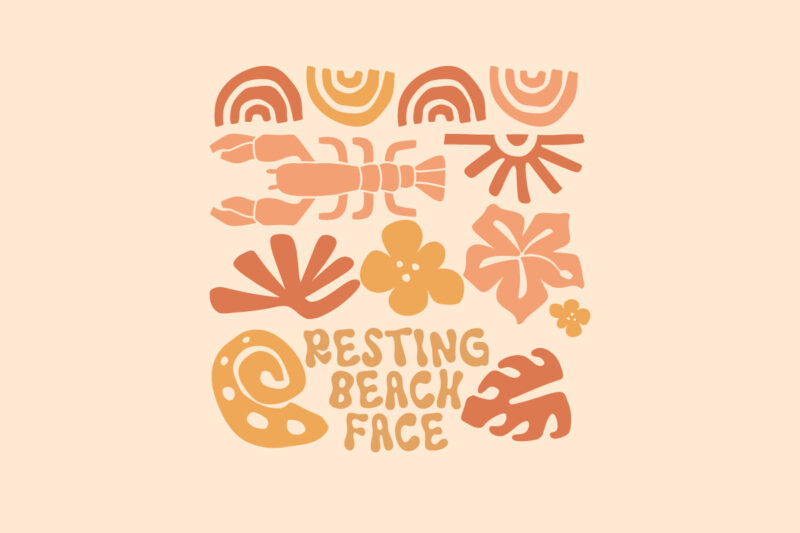 Retro Summer Flowers Beach T-shirt Designs Bundle