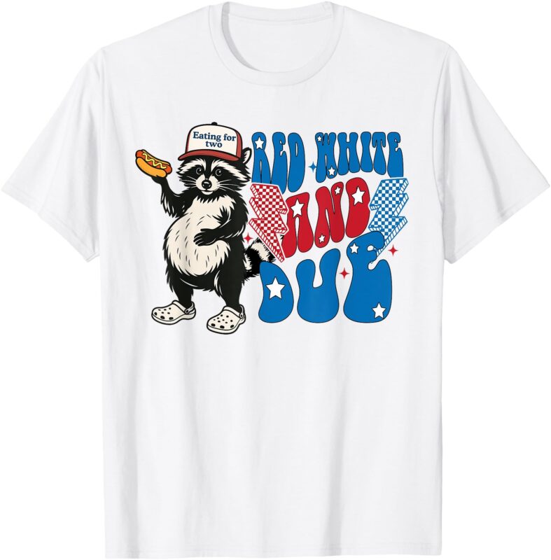 Red White And due Funny Raccoon 4th of July Patriotic T-Shirt