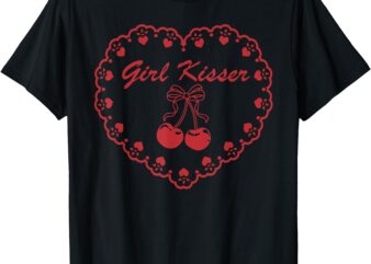 Retro Funny Girl Kisser Heart Love Lesbians LGBT Pride Month T-Shirt