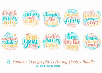 Summer typography lettering quotes t-shirt designs bundle