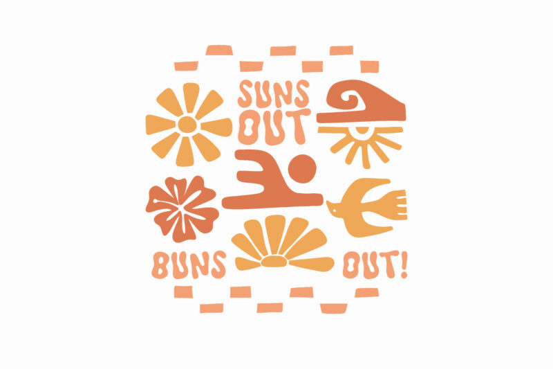 Retro Summer Flowers Beach T-shirt Designs Bundle