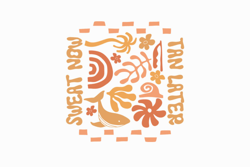 Retro Summer Flowers Beach T-shirt Designs Bundle