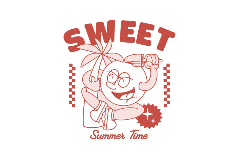 Summer Surfing Retro Cartoon Bundle T-shirt Designs Bundle