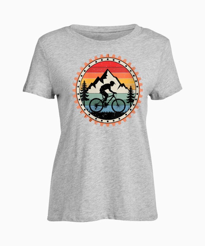Womens Retro Mountain Biking Adventure Design T-Shirt design