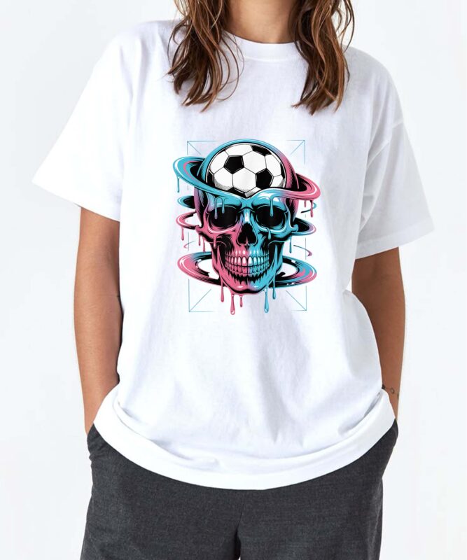 Skeleton Soccer Ice Cream Drip Men Women Game Soccer Drip T-Shirt design