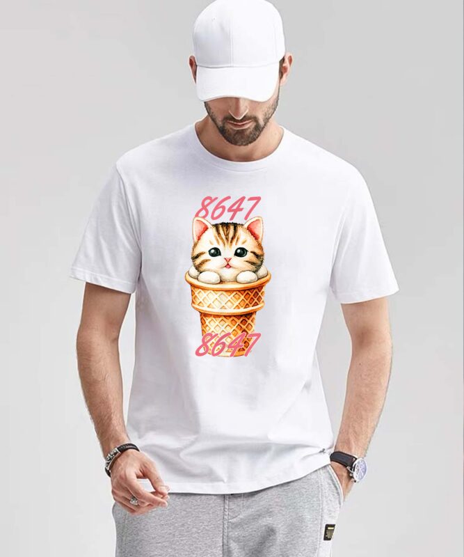 8647 Subtle Floral Retro 86 47 Cat Ice Cream 4th Of July T-Shirt design