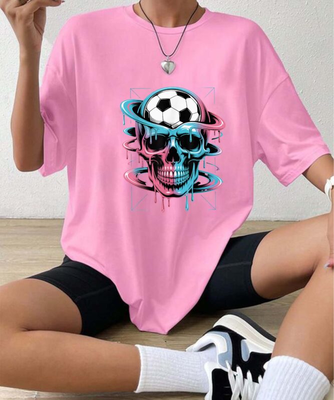 Skeleton Soccer Ice Cream Drip Men Women Game Soccer Drip T-Shirt design