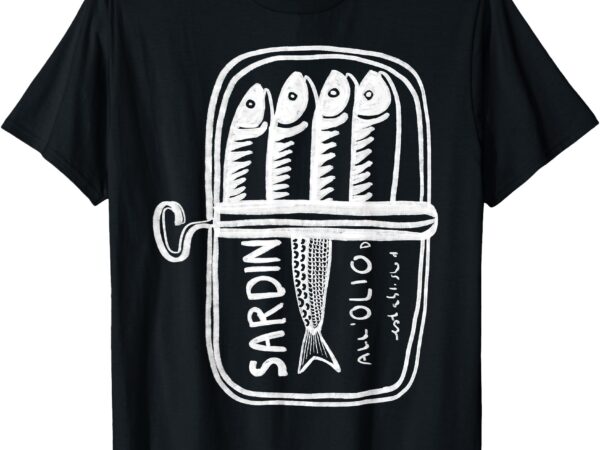 Sardine tin in white hand drawn t-shirt
