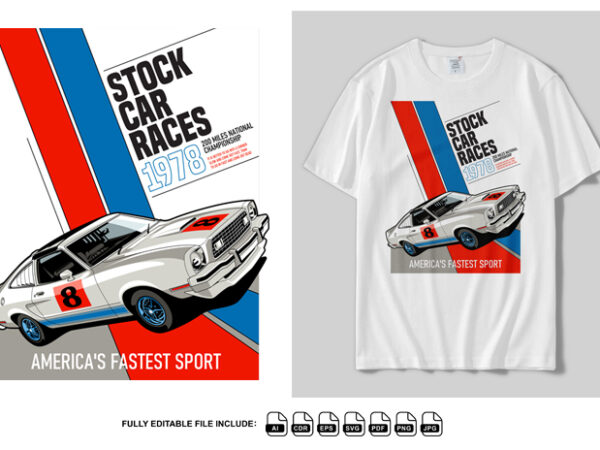 Stock car races t shirt template vector