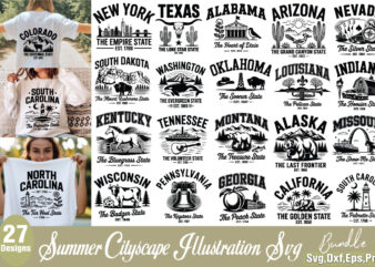Summer cityscape illustration t-shirt