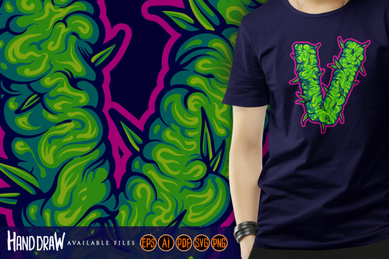 Weed Leaf Shaped V Monogram with Bud Textures