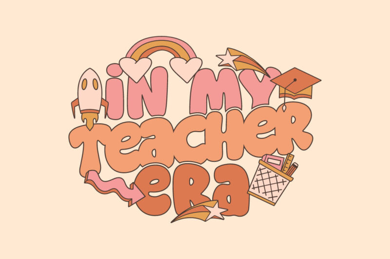 Retro Teacher Sublimation T-shirt Designs Bundle