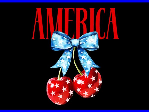 American coquette cherry bow patriotic png, 4th of july coquette png t shirt vector