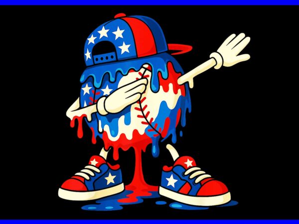 Baseball drip ice cream 4th of july dabbing png, baseball drip 4th of july png t shirt template