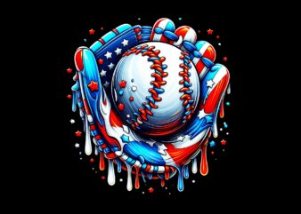 Baseball Drip Ice Cream Sprinkles 4th Of July Baseball Glove PNG