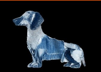 Dachshund pattern patchwork art dachshund in denim dog png, dachshund pattern png