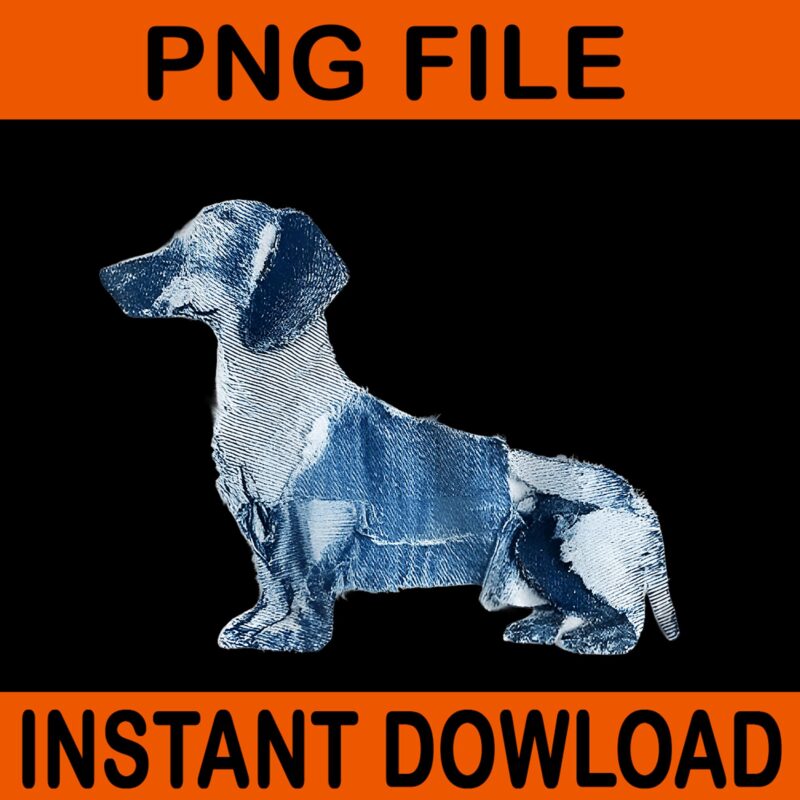 Dachshund Pattern Patchwork Art Dachshund In Denim Dog PNG, Dachshund Pattern PNG
