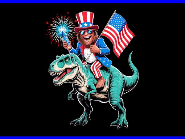 4th of july patriotic american bigfoot trex sasquatch flag png