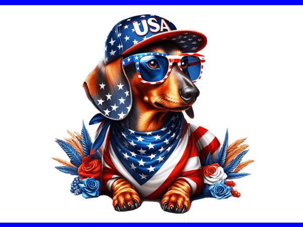 Dachshund 4th of july png, dachshund patriotic dog 4th of july png t shirt vector illustration