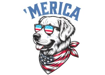 Golden Retriever 4th Of July Merica PNG, Dog Merica PNG, Dog 4th Of July PNG