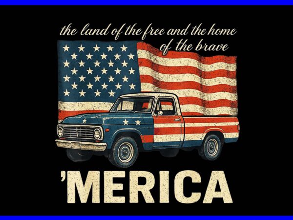 The land of the free and the home of the brave merica flag png t shirt designs for sale