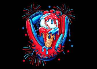 Baseball drip ice cream sprinkles 4th of july baseball glove png