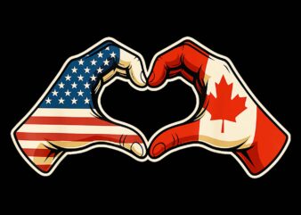 Half Canadian Half American Canada USA Flag Heart PNG