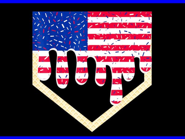 Baseball ice cream drip 4th of july red blue & white drip png t shirt template