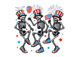 Dancing Skeleton Independence Day American 4th Of July PNG