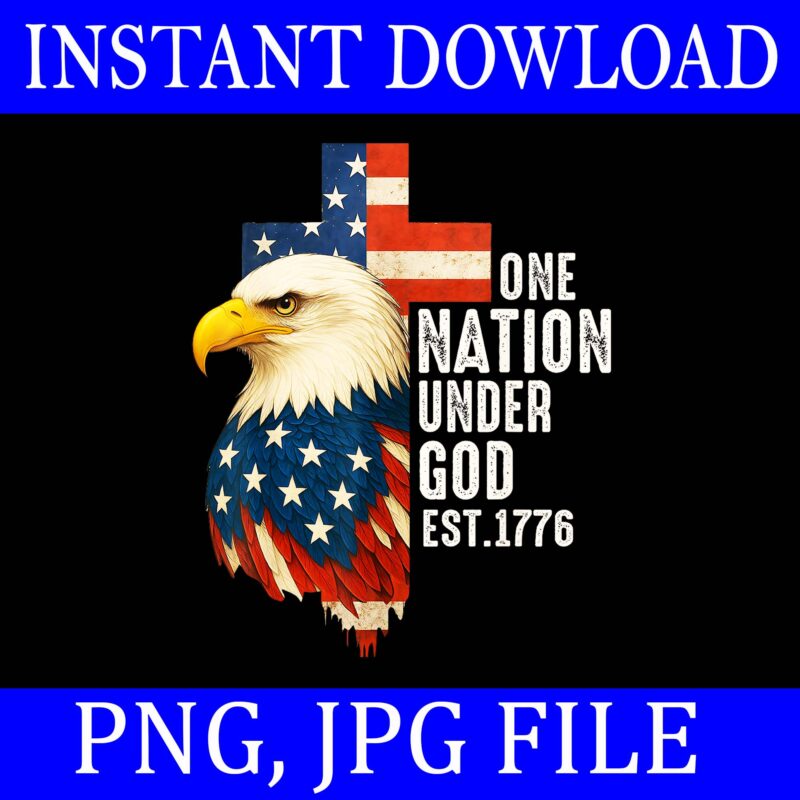 One Nation Under God Flag 4th Of July Patriotic Christian PNG