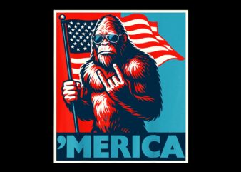 Bigfoot Merica 4th Of July PNG, Bigfoot Merica PNG, Bigfoot 4th Of July PNG