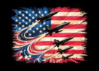 Red White Blue USA Flag Fighter Jets 4th of July PNG