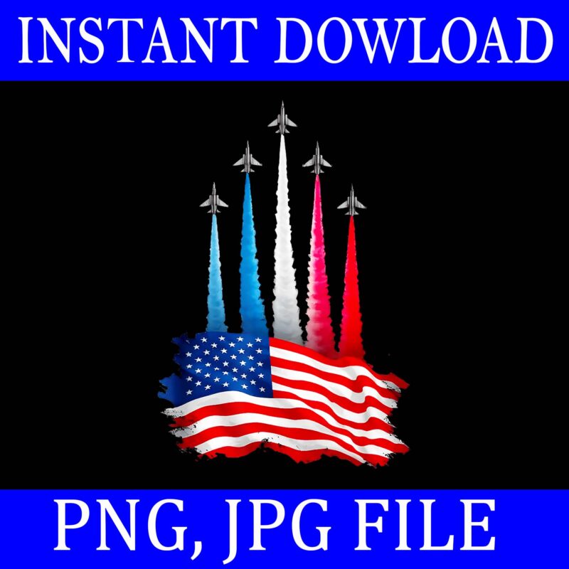 Red White Blue USA Flag Fighter Jets 4th of July PNG