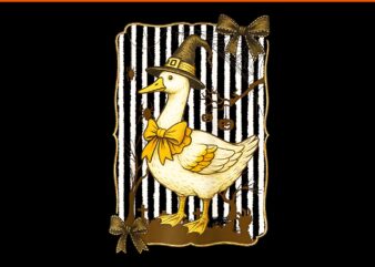 Witch Goose Pumpkin Coquette Bow Spooky Halloween PNG, Goose Halloween PNG