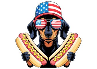 Dachshund 4th Of July Patriotic PNG, Dog Dachshund Fourth Of July Hot Dog PNG