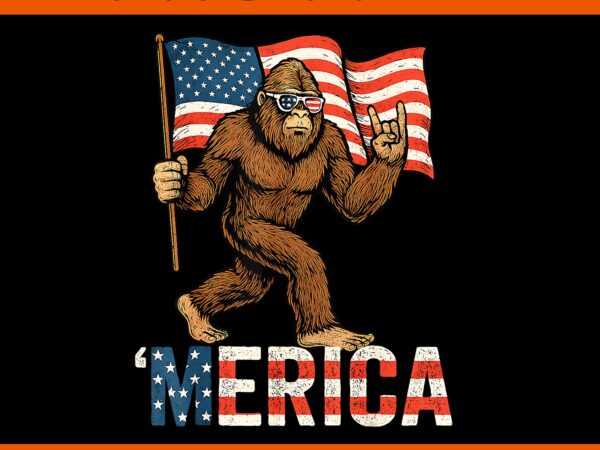 Bigfoot merica rock american flag patriotic 4th of july png, bigfoot 4th of july png t shirt template