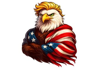 Bald Eagle 4th of July PNG, Eagle American Flag USA Patriotic PNG