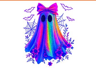 Coquette Bow Floral Gothic Lace Ghost Halloween Fall Boo PNG, Coquette Bow Ghost PNG