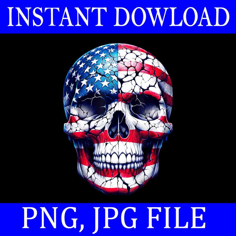 Skeleton Skull 4th of July PNG, Skeleton Patriotic PNG