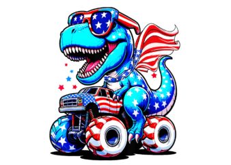 Dinosaur 4th Of July PNG, Amerisaurus T Rex 4th Of July PNG