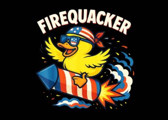 4th Of July Duck Firequacker PNG, Firequacker Patriotic USA Flag PNG