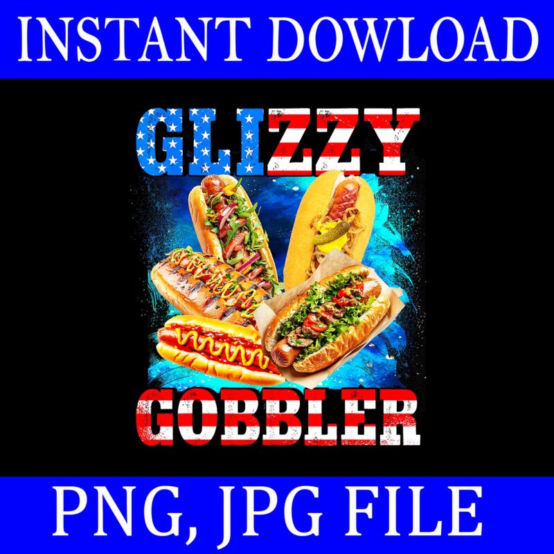 Glizzy Gobbler PNG, Hotdog 4th of July BBQ Patriotic USA PNG