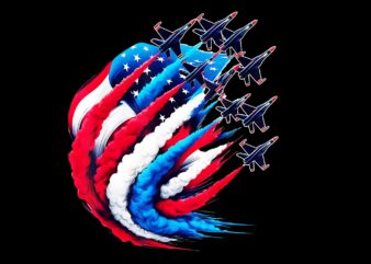 Patriotic Fighter Jet Airplane USA Flag 4th of July PNG, Jet Airplane 4th of July PNG