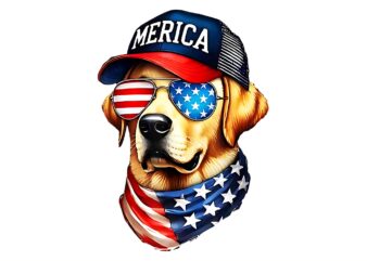 Yellow Labrador Retriever 4th Of July Merica USA PNG