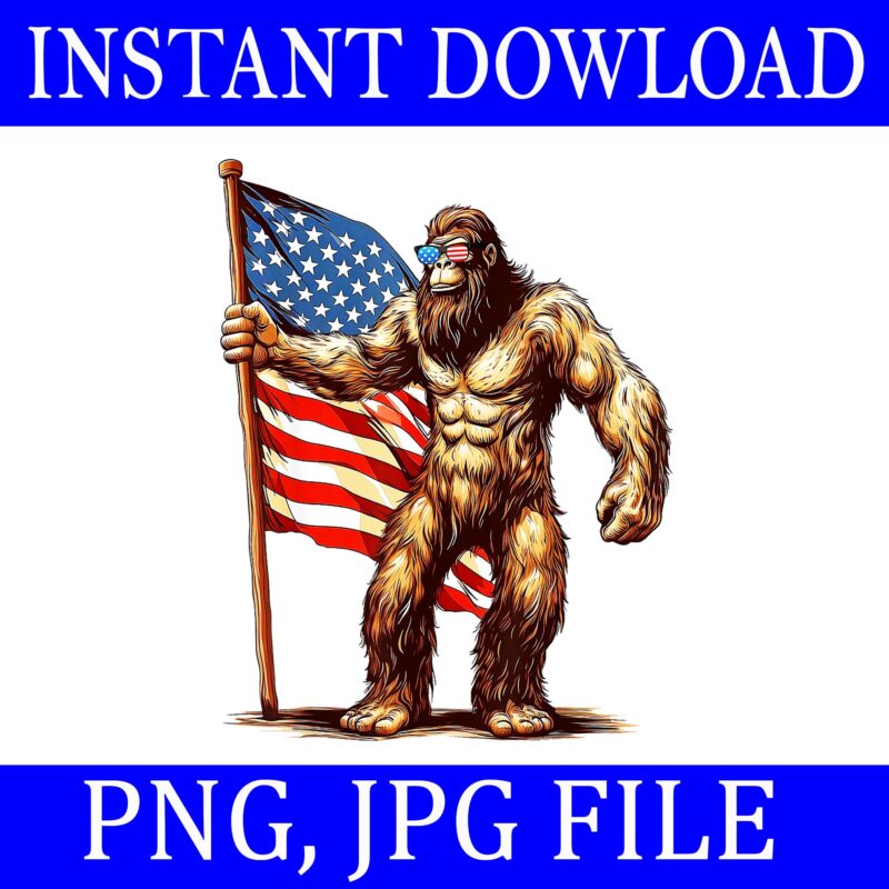 Bigfoot Sunglasses Patriotic 4th of July PNG