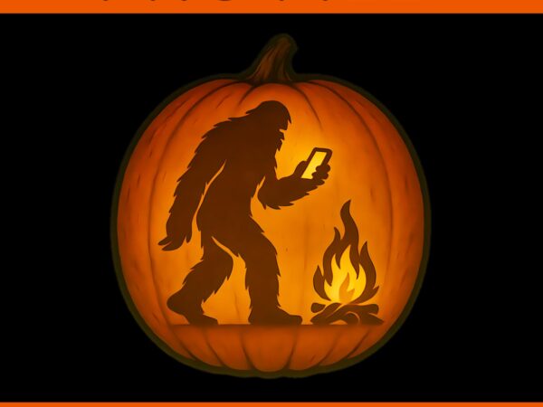 Bigfoot smartphone halloween pumpkin cell phone png, bigfoot smartphone halloween png t shirt template