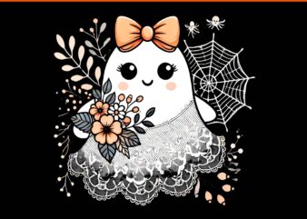 Coquette Flower Ghost Lace Spooky Halloween PNG, Coquette Flower Ghost PNG