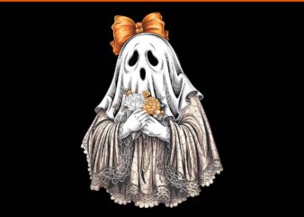 Coquette Flower Ghost Lace Spooky Halloween PNG, Coquette Flower Ghost PNG